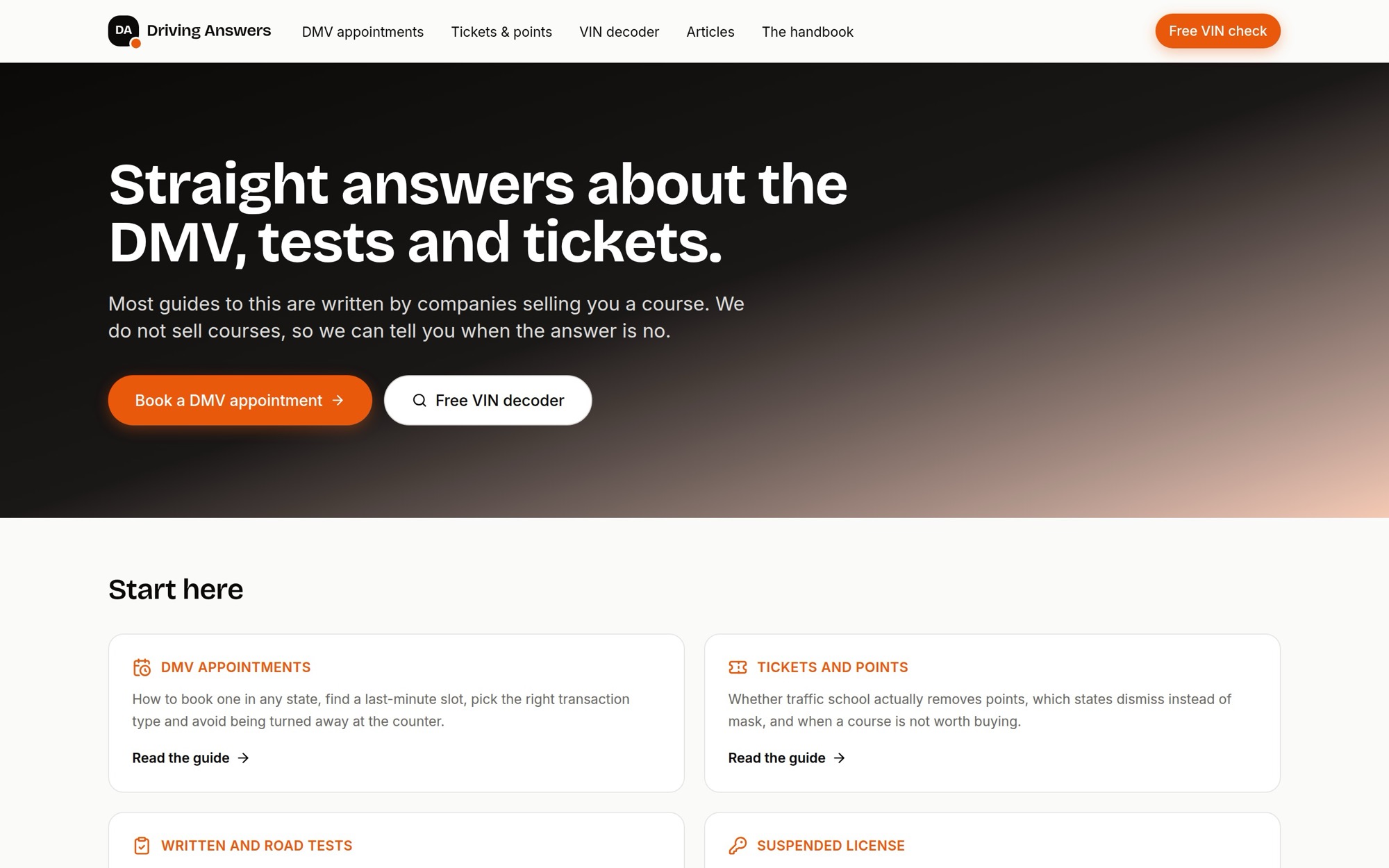 Driving Answers website, designed and built by Hire The Creatives
