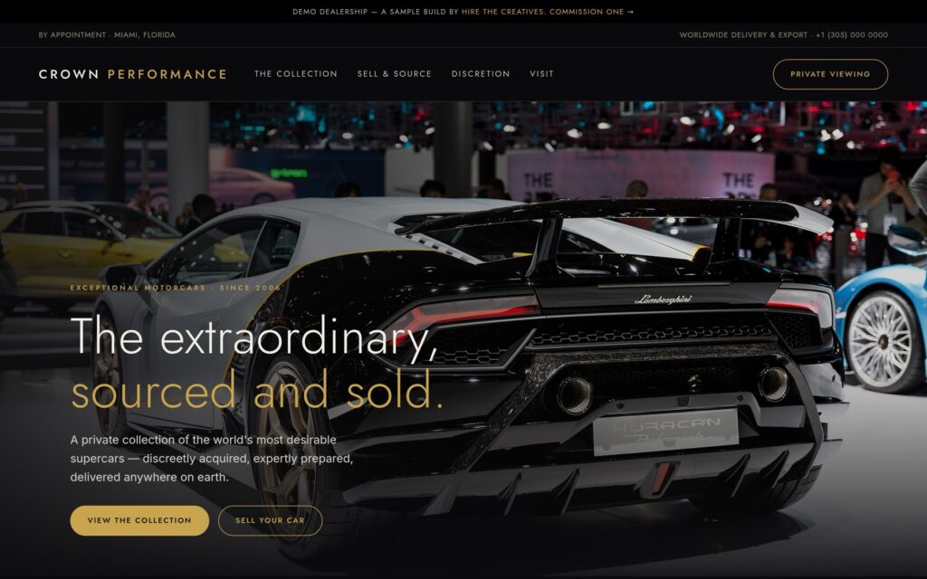 Crown Performance demo website by Hire The Creatives