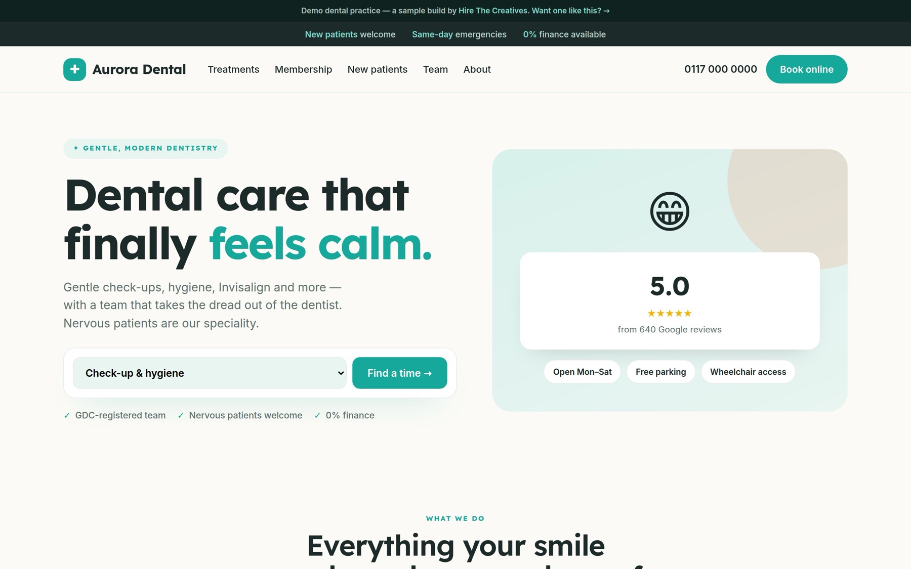 Dental Aurora demo website by Hire The Creatives