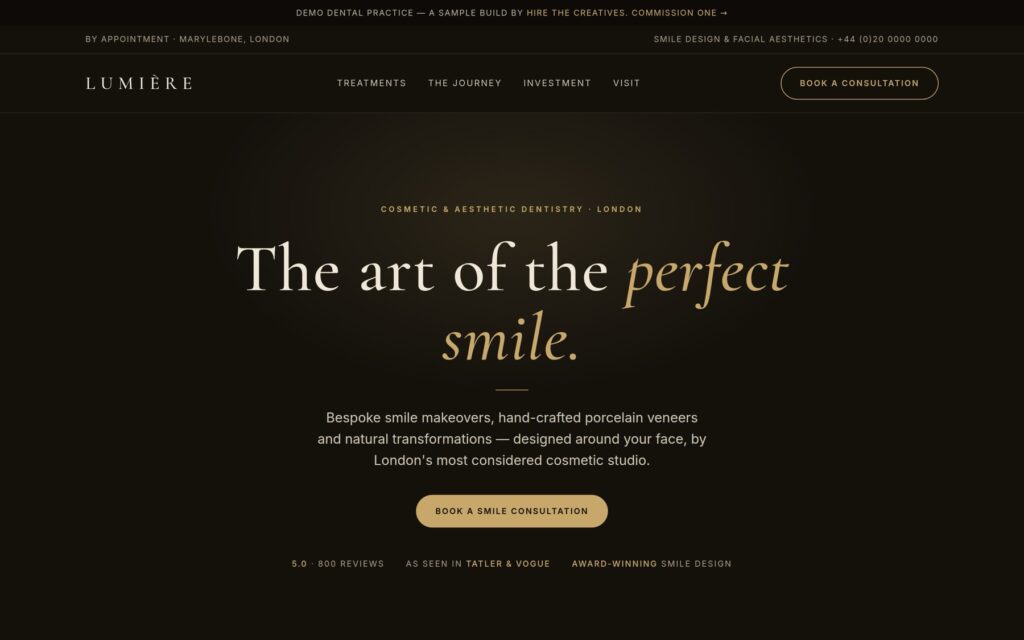 Lumière demo website by Hire The Creatives