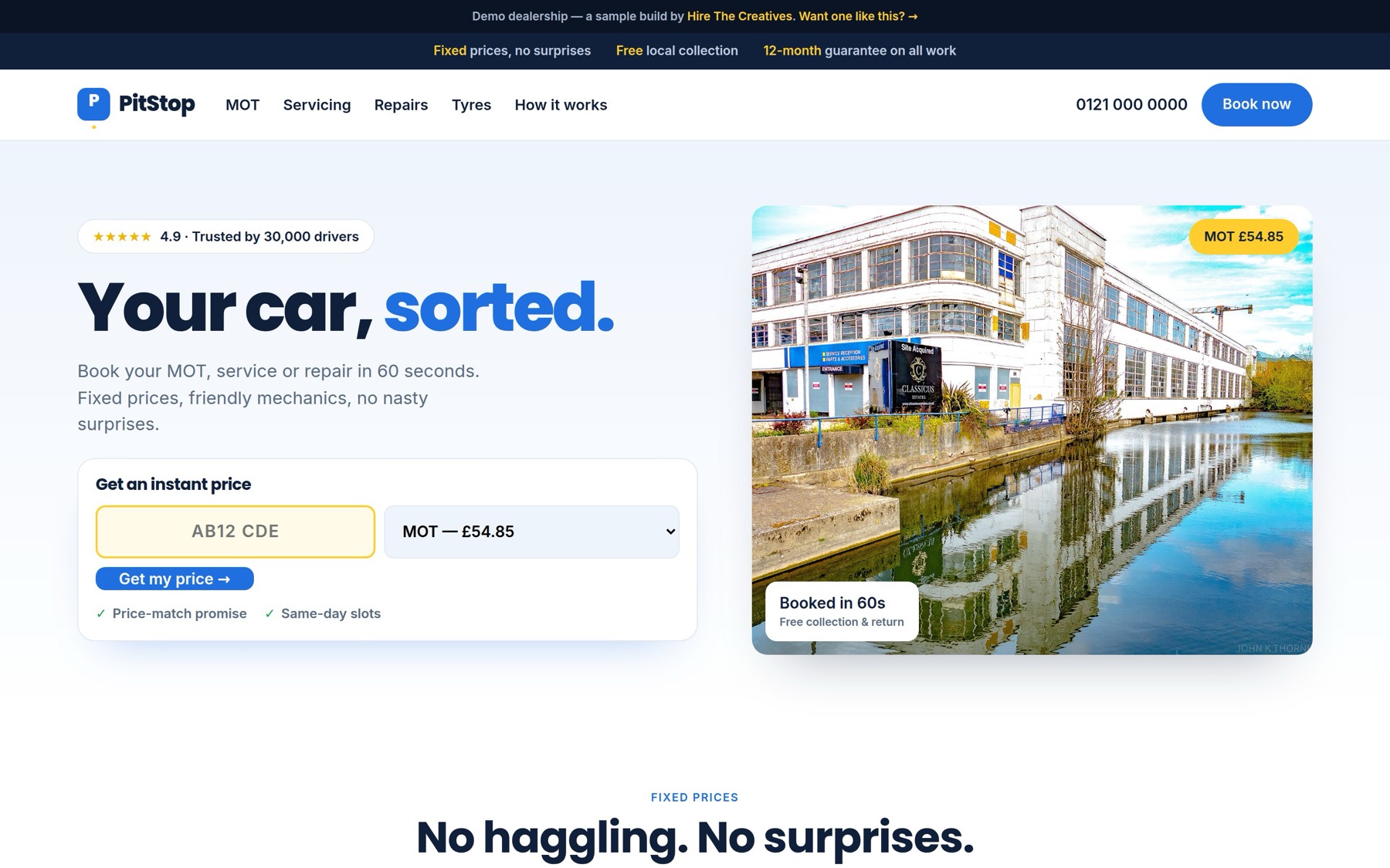 Pitstop Service demo website by Hire The Creatives