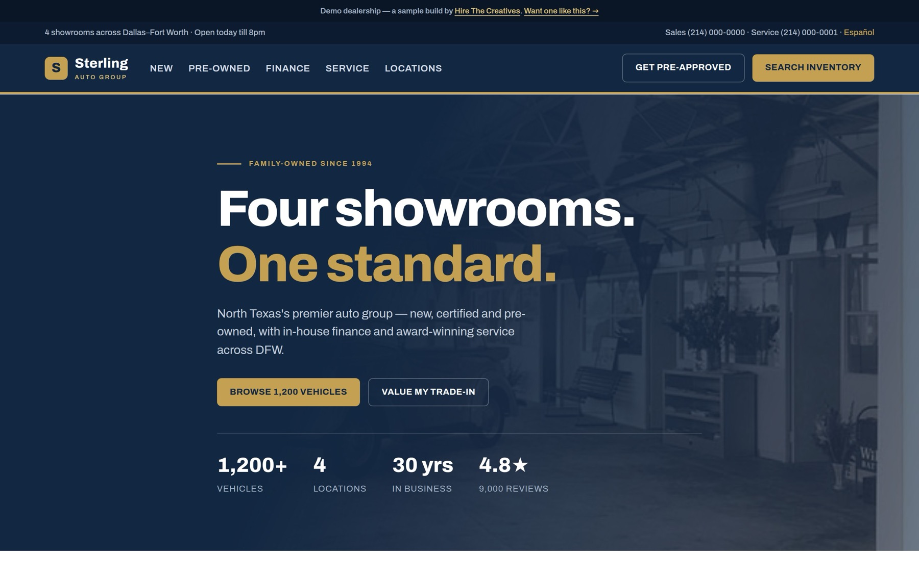Sterling Auto demo website by Hire The Creatives
