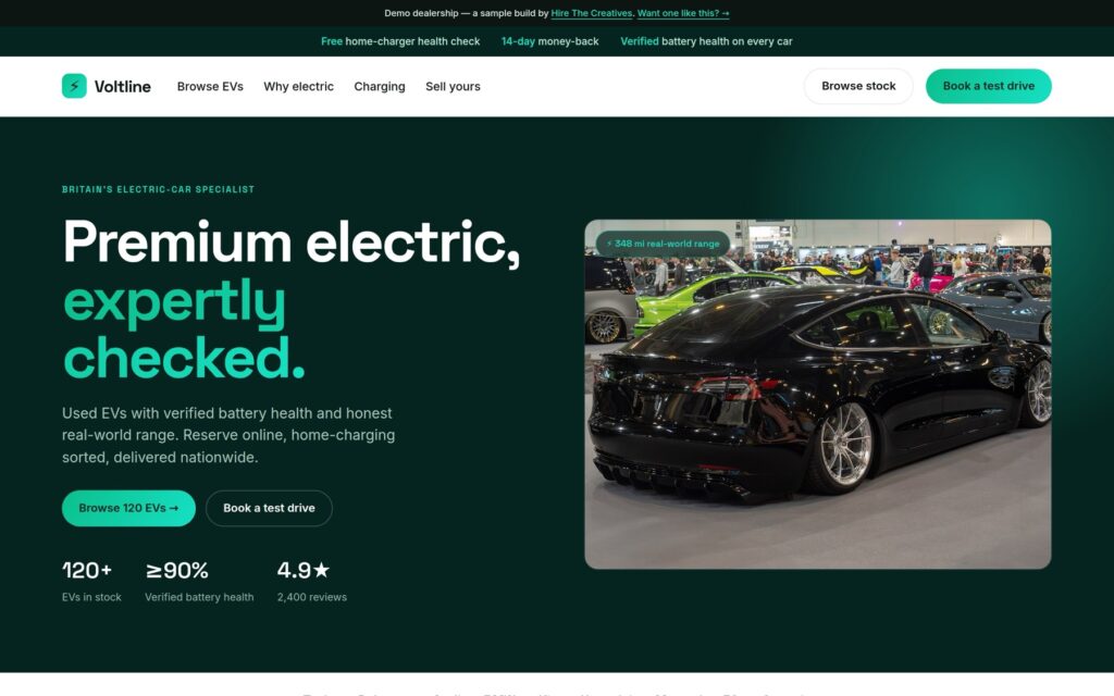 Voltline EV demo website by Hire The Creatives