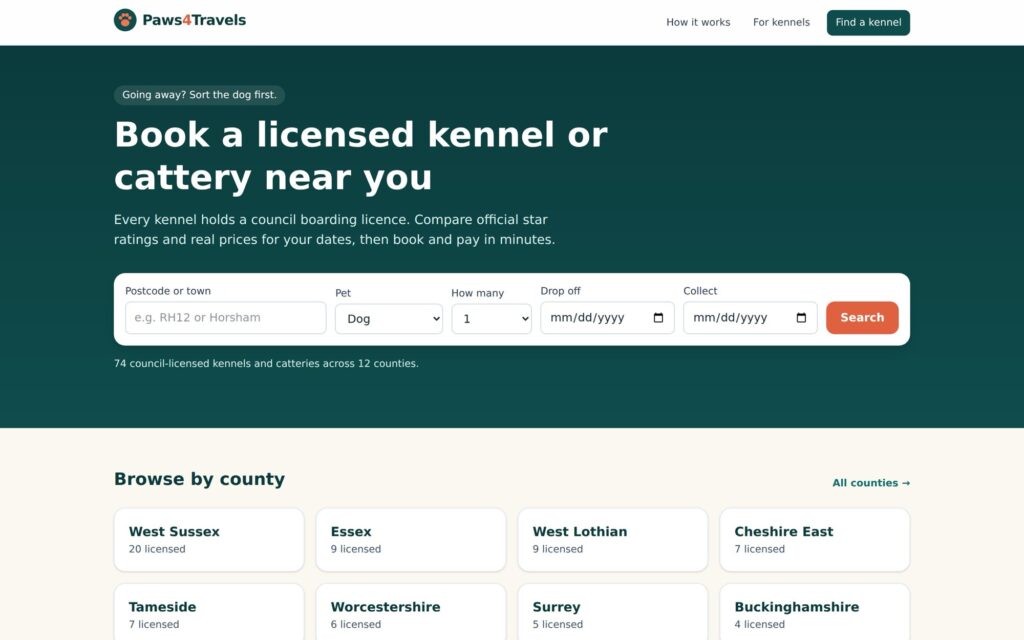 Paws4Travels, a live platform built and run by Hire The Creatives