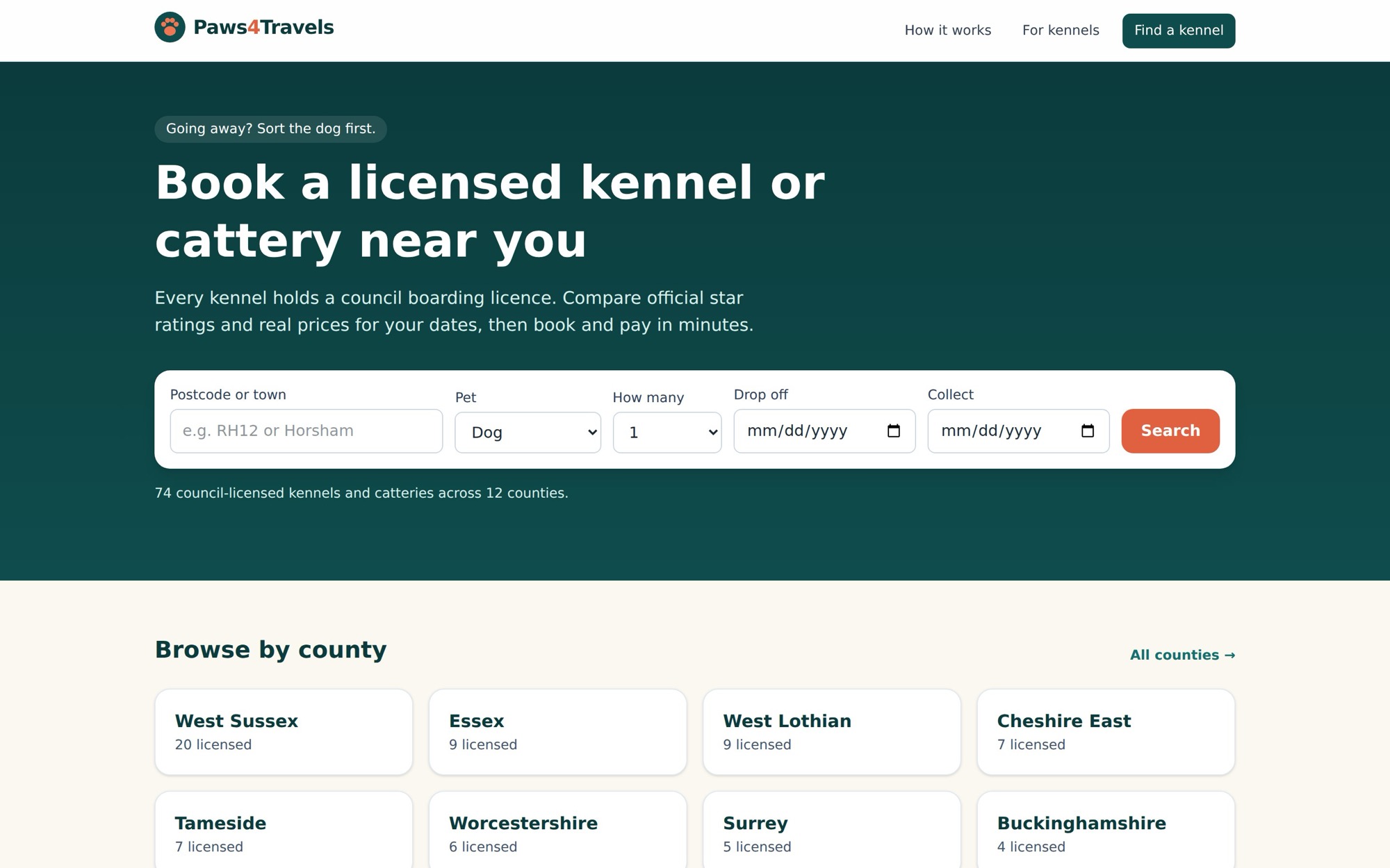 Paws4Travels website, designed and built by Hire The Creatives