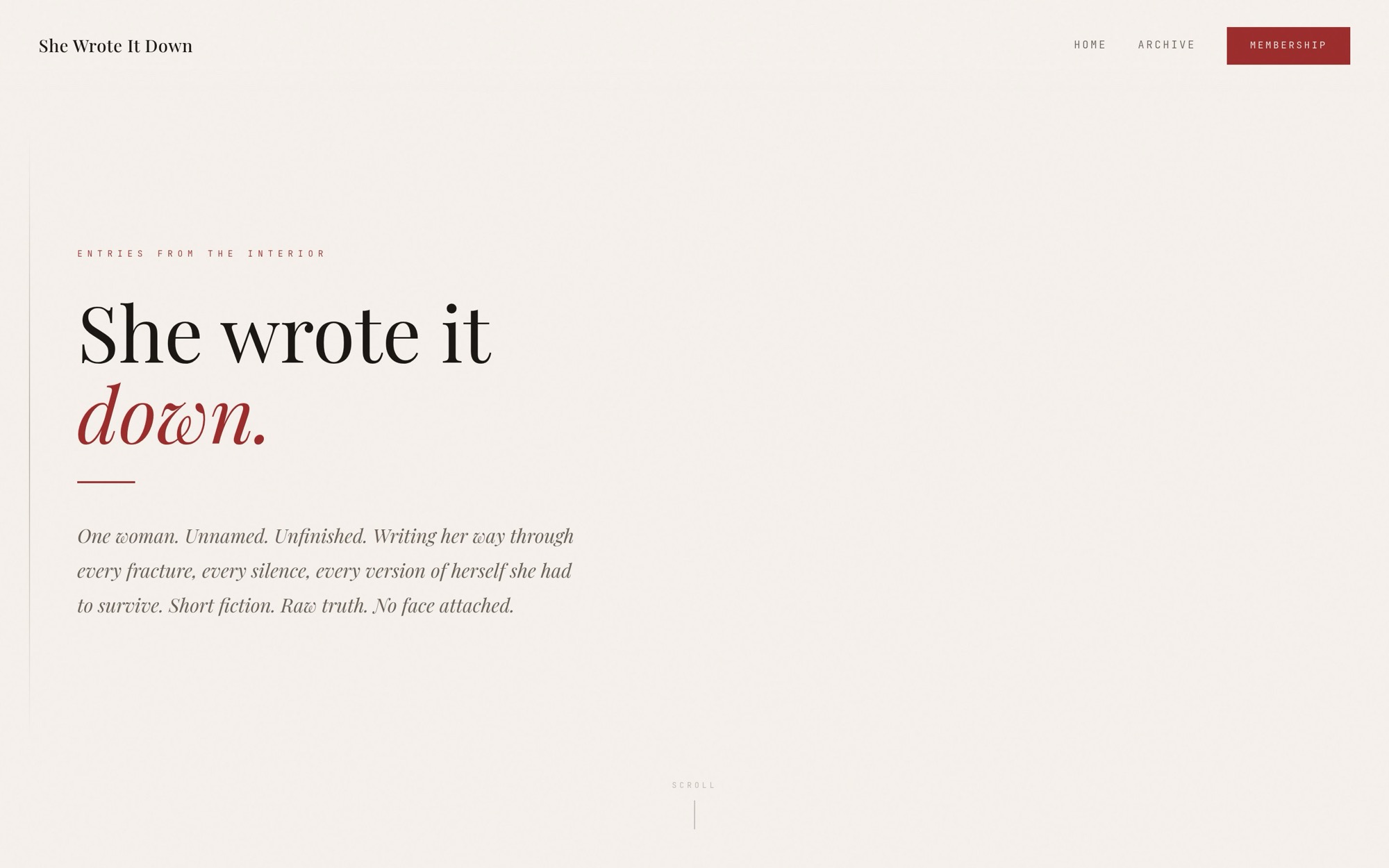 She Wrote It Down website, designed and built by Hire The Creatives